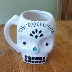 Skull Design Ceramic Mug with Black and White Accents